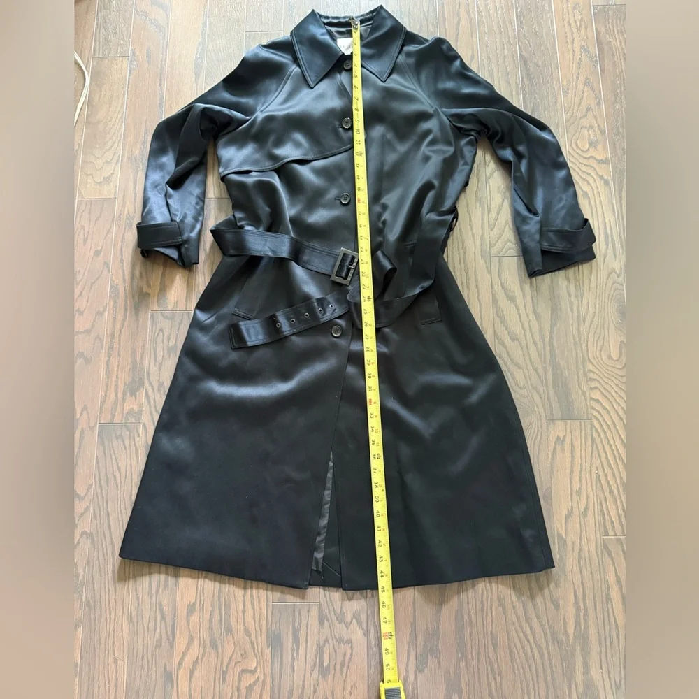 CELINE Silk Wool Blend Belted Trench Coat - Picture 15 of 16